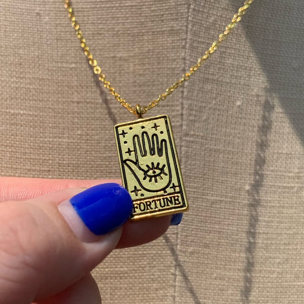 NWT Reversible Sterling Silver Plated Chain, Fortune Tarot Card Alloy Necklace - Picture 10 of 14